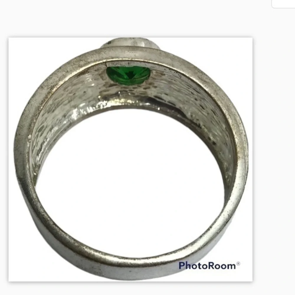 Sterling silver green gemstone ring
